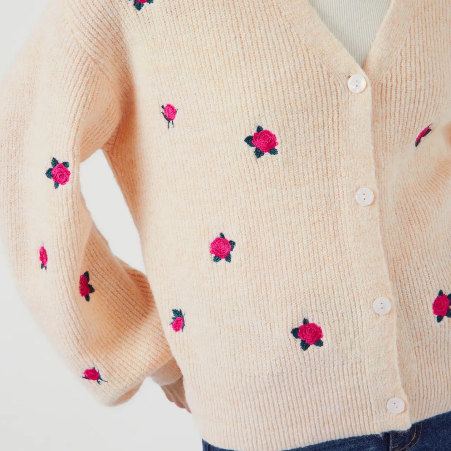 Preorder - YAS - Yasfleur LS knit cardigan S. Noos - Birch bouquet flower - Merle og Wilde ApS