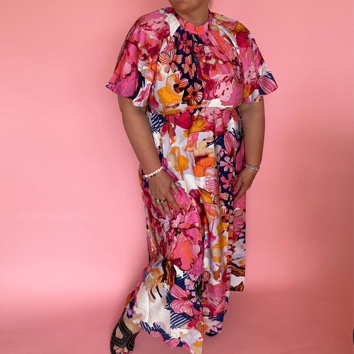 YAS - Yasdelphi SS Ankle Dress S. - Sachet pink Delphi print - Merle og Wilde ApS