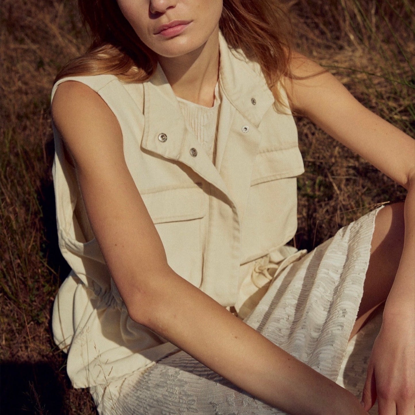 Preorder april/maj - Noella - N - Mireya vest - washed Ivory - Merle og Wilde ApS