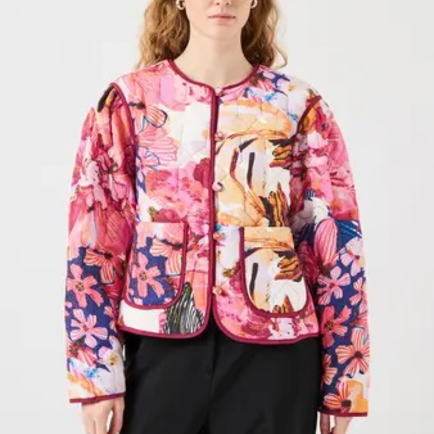 YAS - Yasdelphi Quilted jacket s. - Sachet pink Delphi print - Merle og Wilde ApS