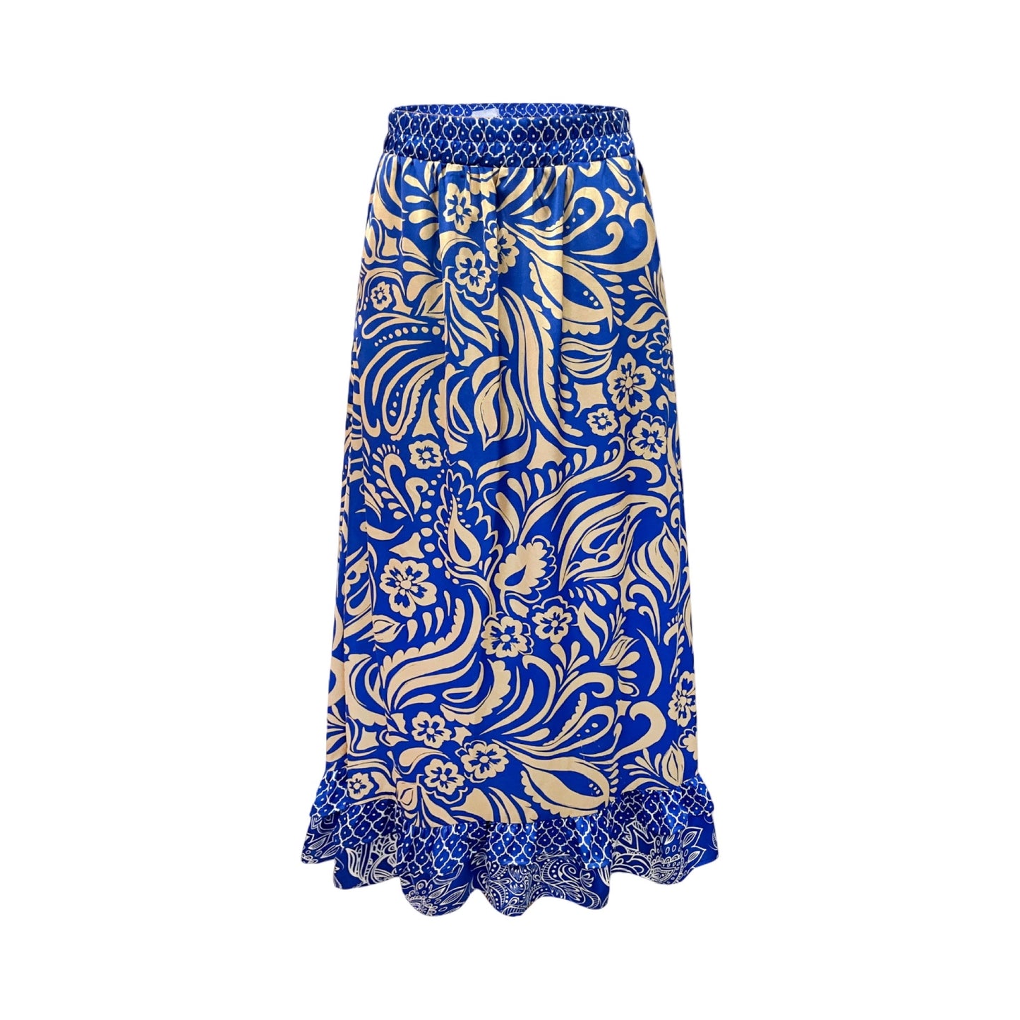 Liberte - Tia - long - frill - skirt - cocolt blue mix - Merle og Wilde ApS
