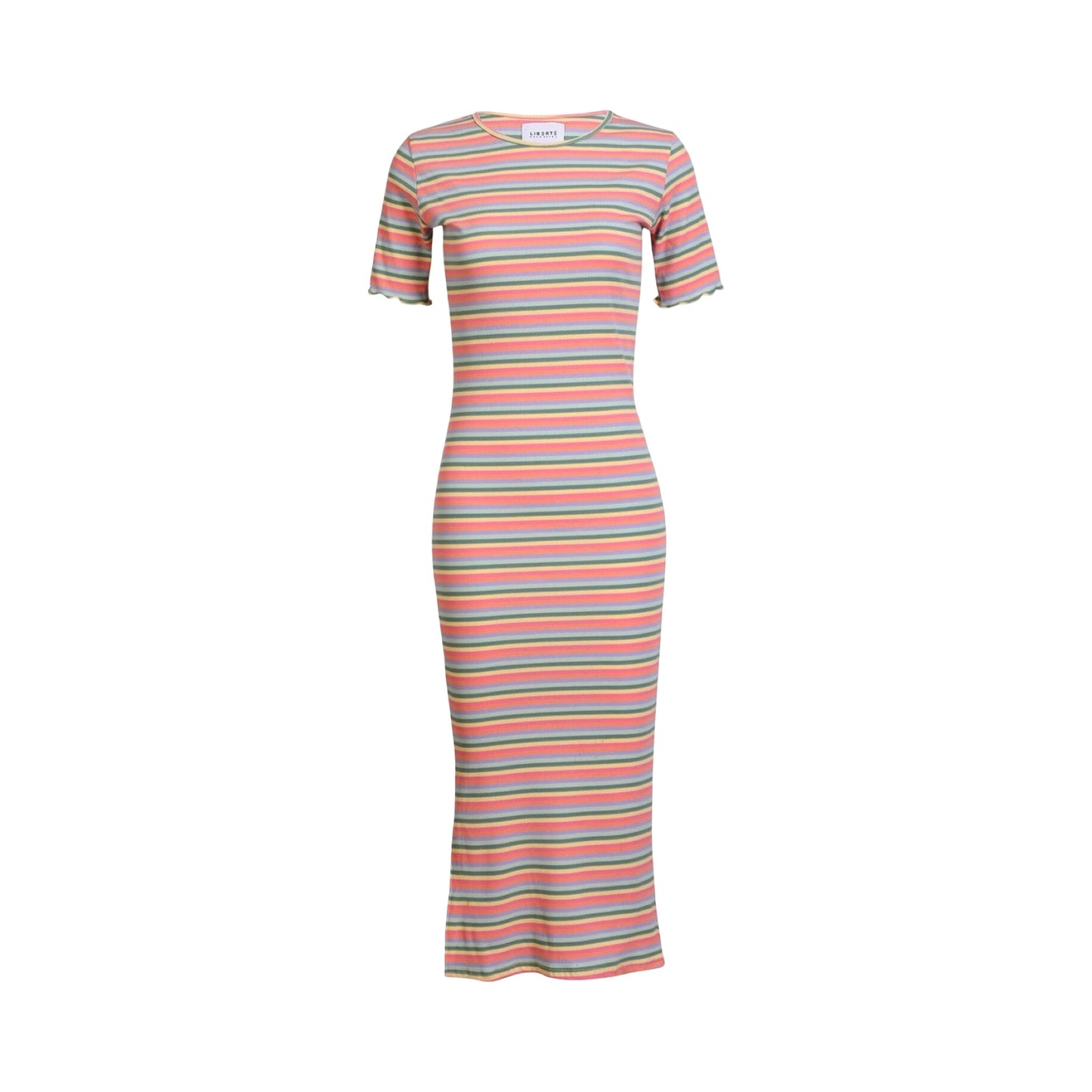 Preorder maj - Liberte - Natalia - ss - dress - Multi orange pink stripe - Merle og Wilde ApS
