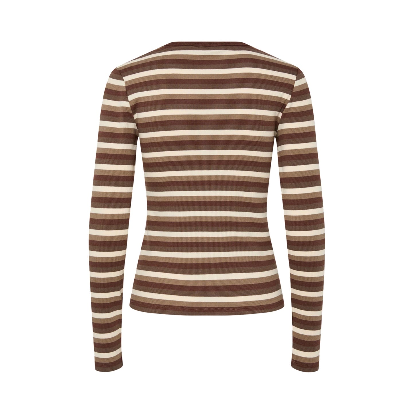 Pieces - PCmay LS striped top - Brown stripes - Merle og Wilde ApS