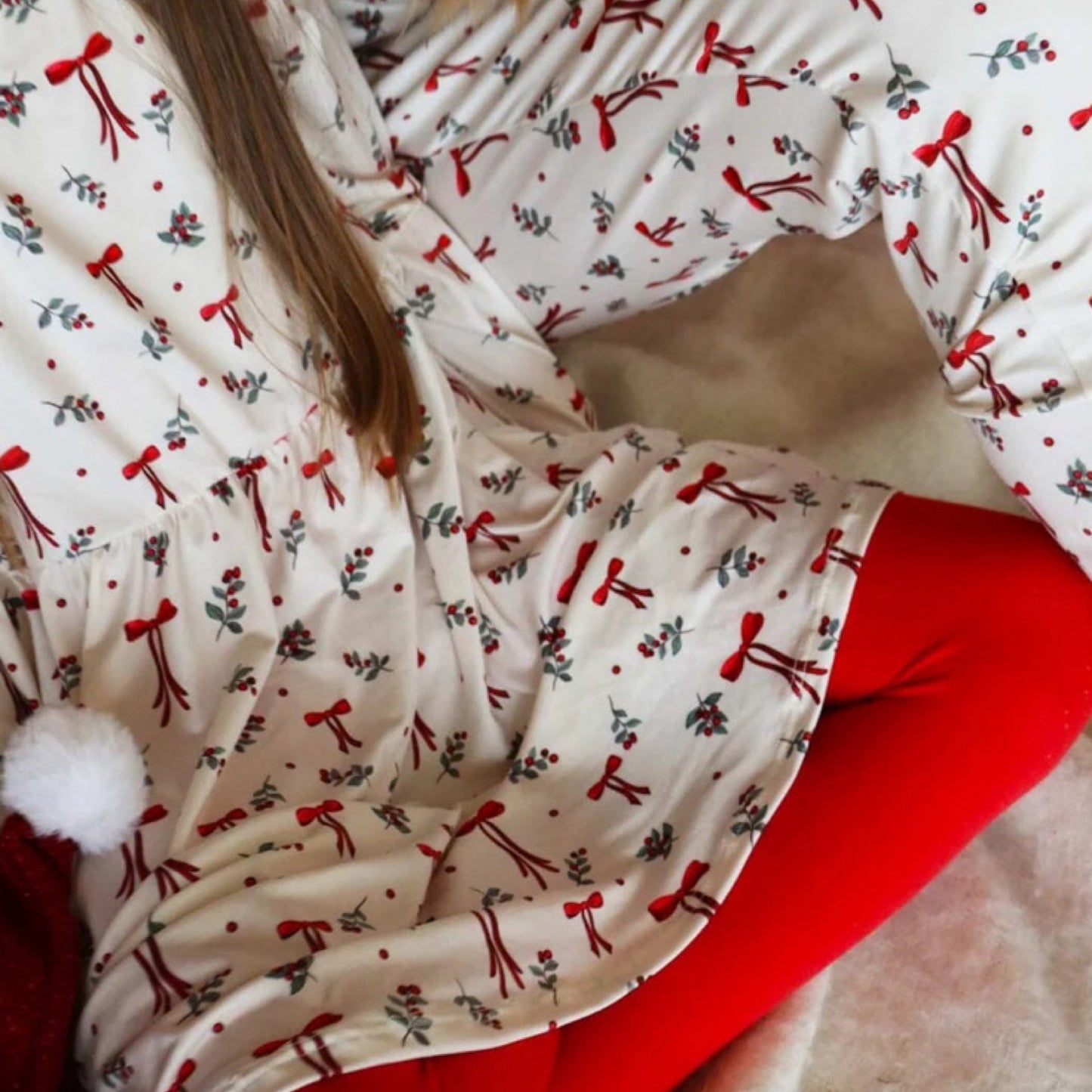 Preorder - Liberte - Alma - LS - babydoll - dress (kids) - Red Bow creme - Merle og Wilde ApS