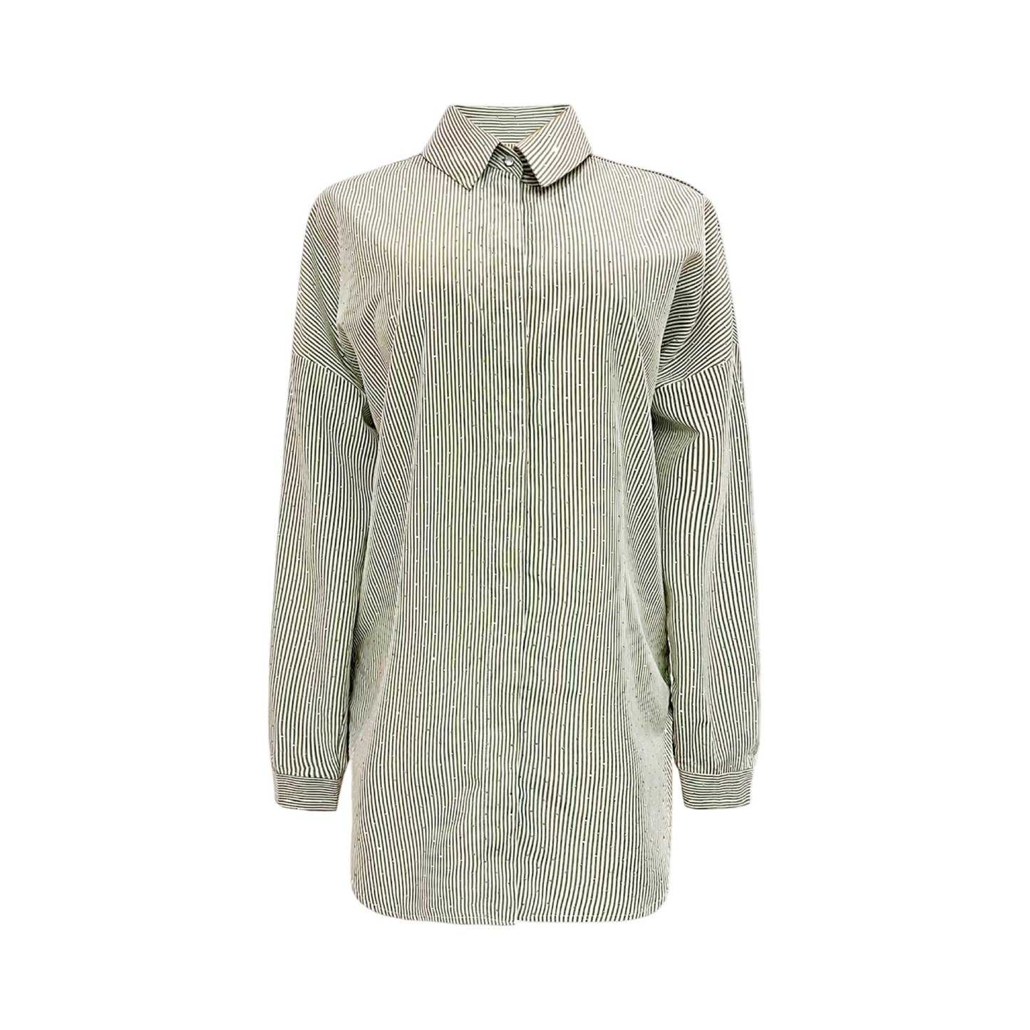 Liberte - Sara - LS - Shirt - Army diamond stripe - Merle og Wilde ApS