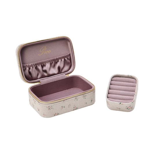 Pico - Large tricket box (smykkeskrin) - Taupe flower - Merle og Wilde ApS