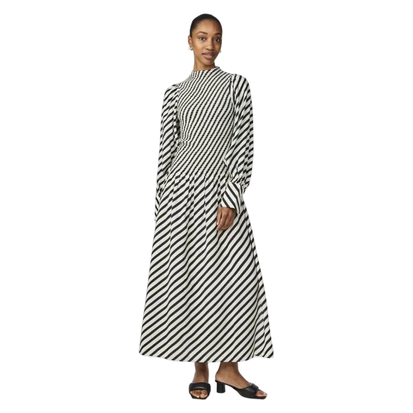 YAS - Yasdiala LS Long dress - sort/hvid striber - Merle og Wilde ApS