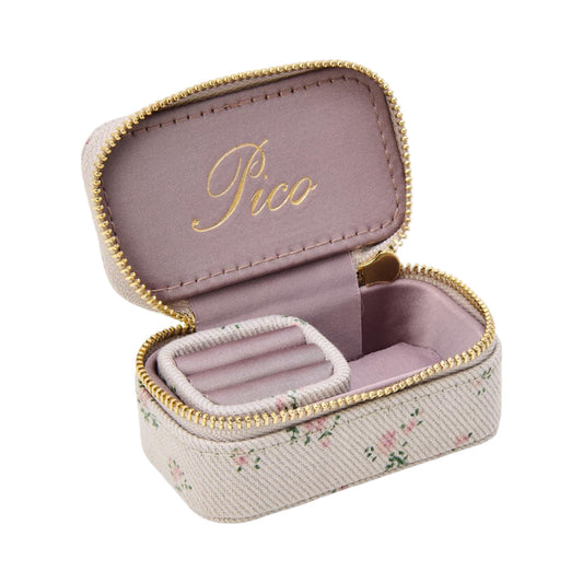 Pico - Small tricket box (smykkeskrin) - Taupe flower - Merle og Wilde ApS