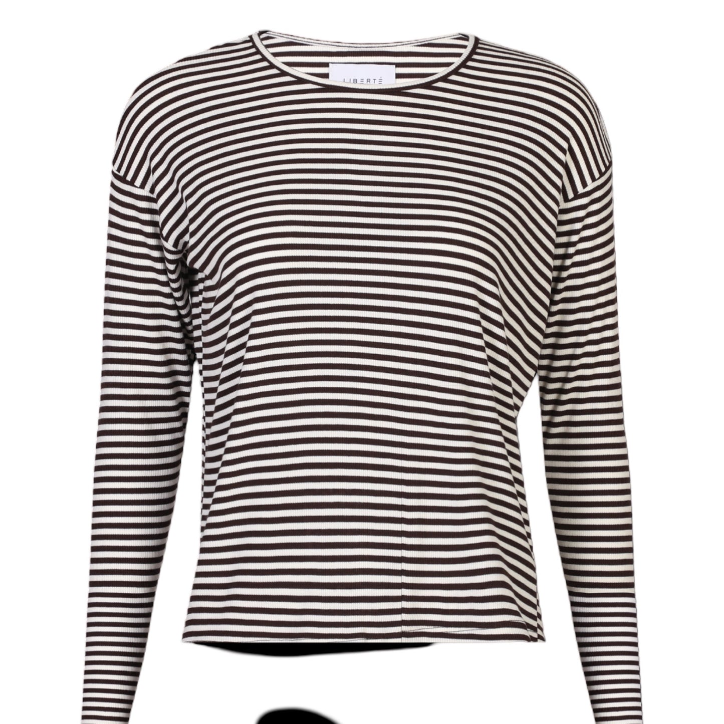 Liberte - Natalia - LS - Boxy - Blouse - Brown/creme small stripe - Merle og Wilde ApS