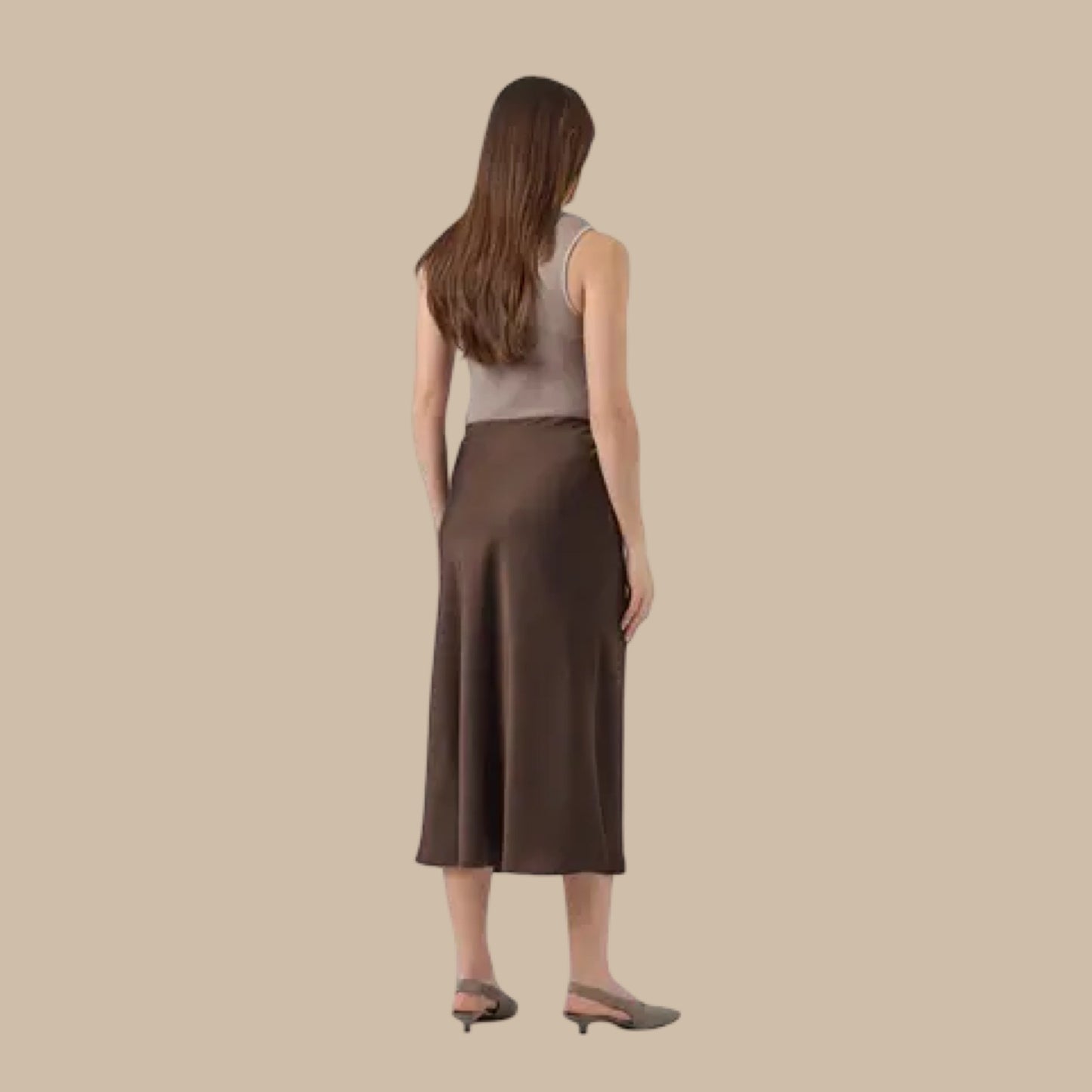 YAS - Yaspella HW. MIDI skirt s. Noos - Chocolate Brown - Merle og Wilde ApS