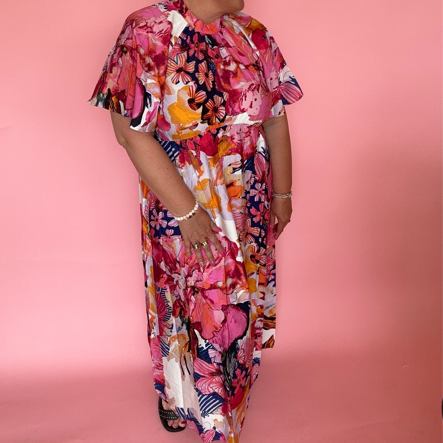 YAS - Yasdelphi SS Ankle Dress S. - Sachet pink Delphi print - Merle og Wilde ApS
