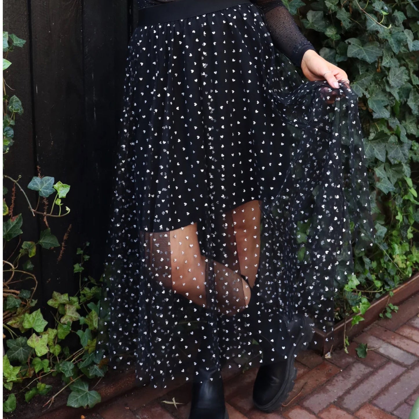 Liberte - Tulle heart skirt - Black small hearts - Merle og Wilde ApS