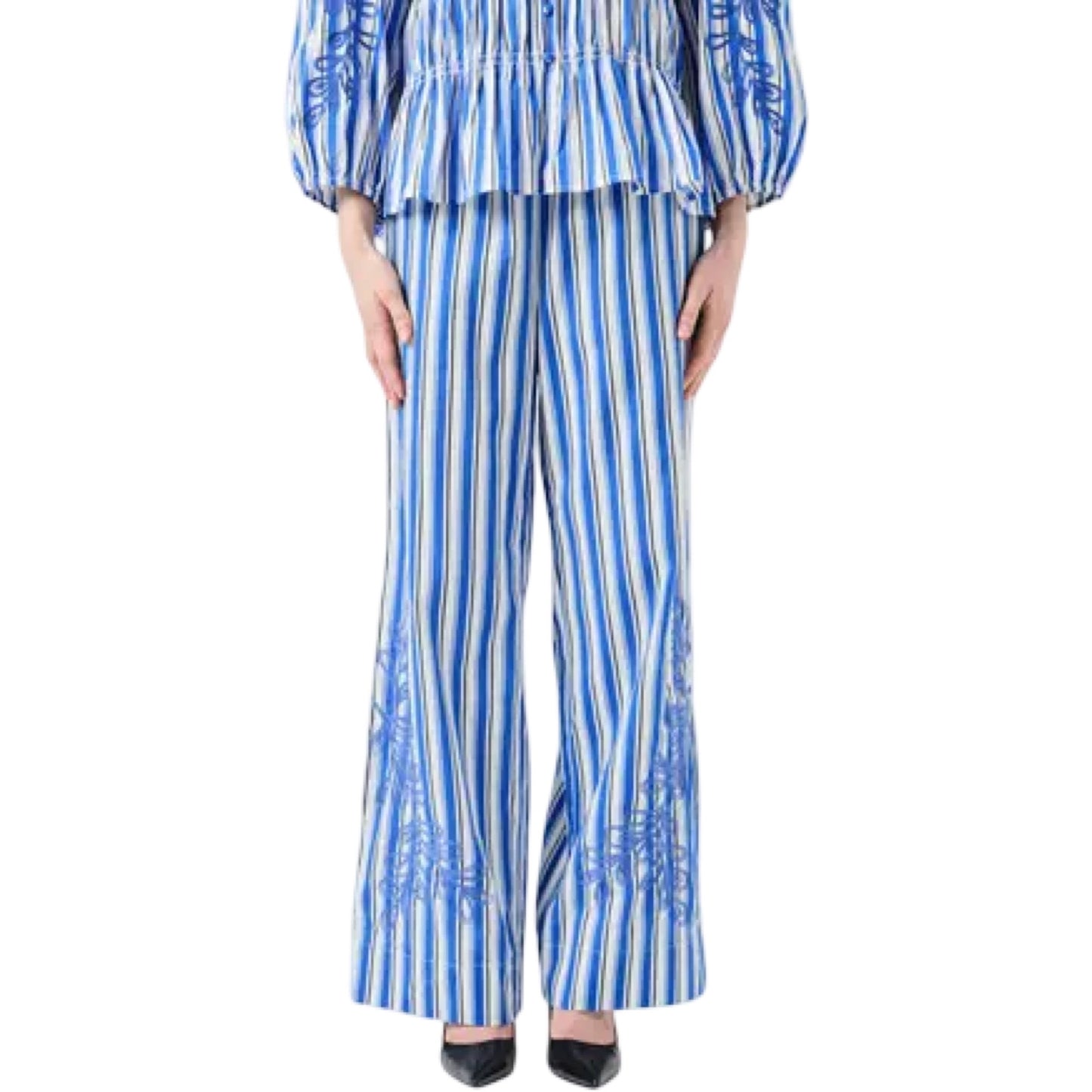 YAS - Yastimo HW pant s - Blue/white - Merle og Wilde ApS