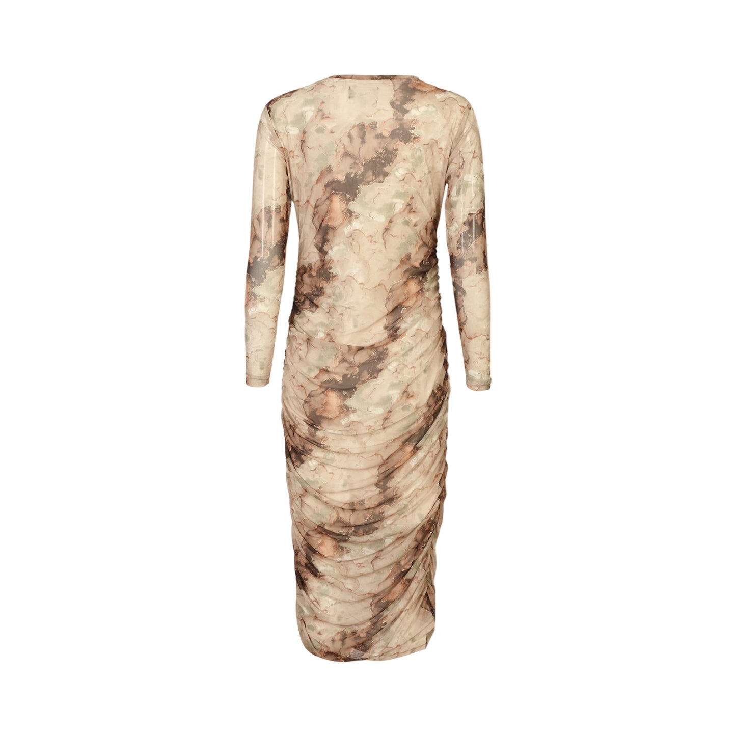 Liberte - Mesh LS Long dress - Brown Gold Marble - Merle og Wilde ApS