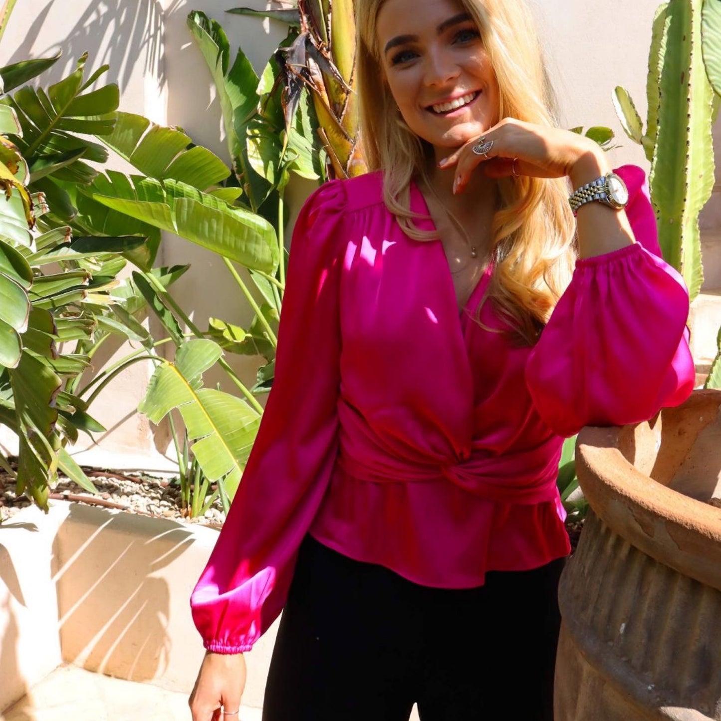 Liberte - Tiki Ls twist blouse - pink - Merle og Wilde ApS