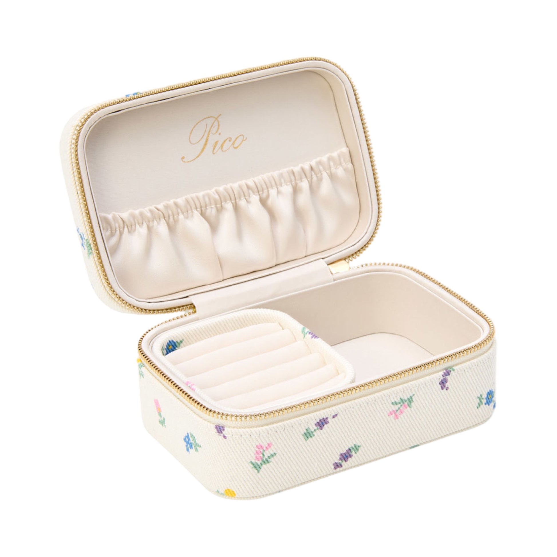 Pico - Large tricket box (smykkeskrin) - Ivory flower - Merle og Wilde ApS
