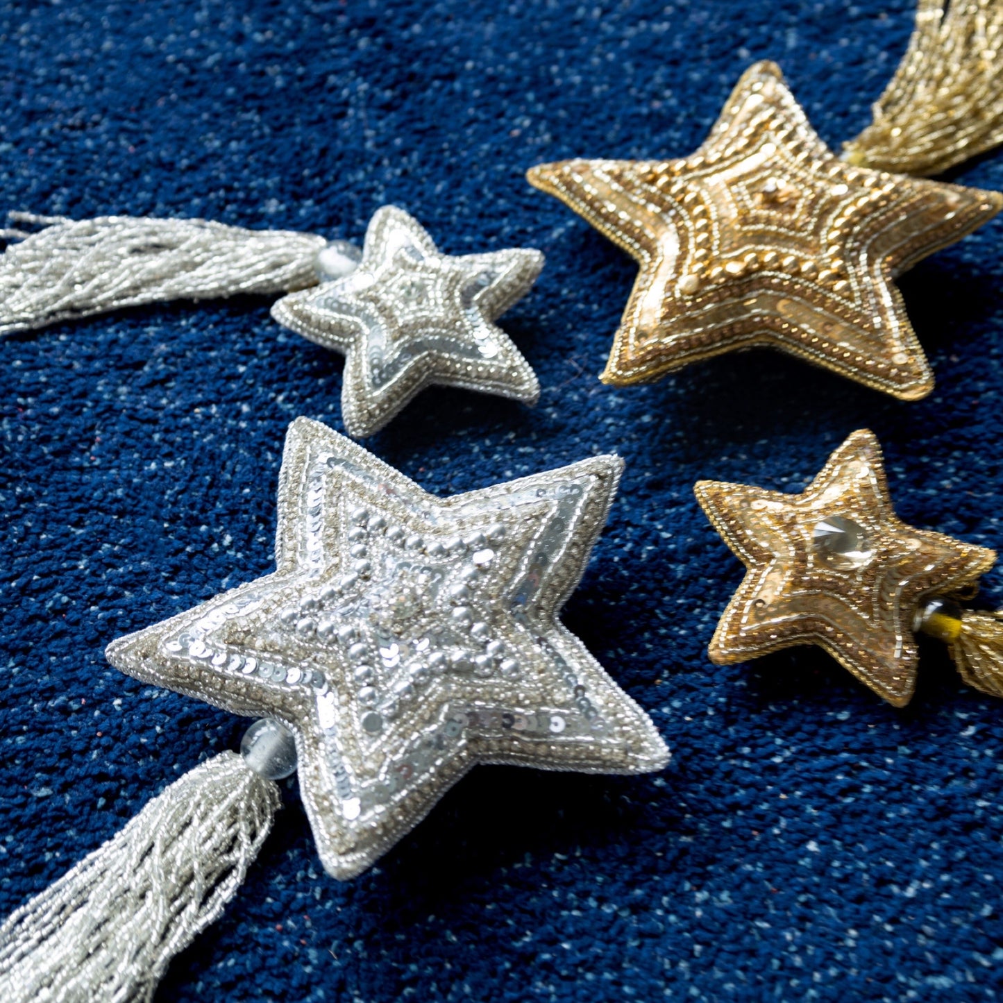 Black Colour - BCtassel star Christmas ornament - silver