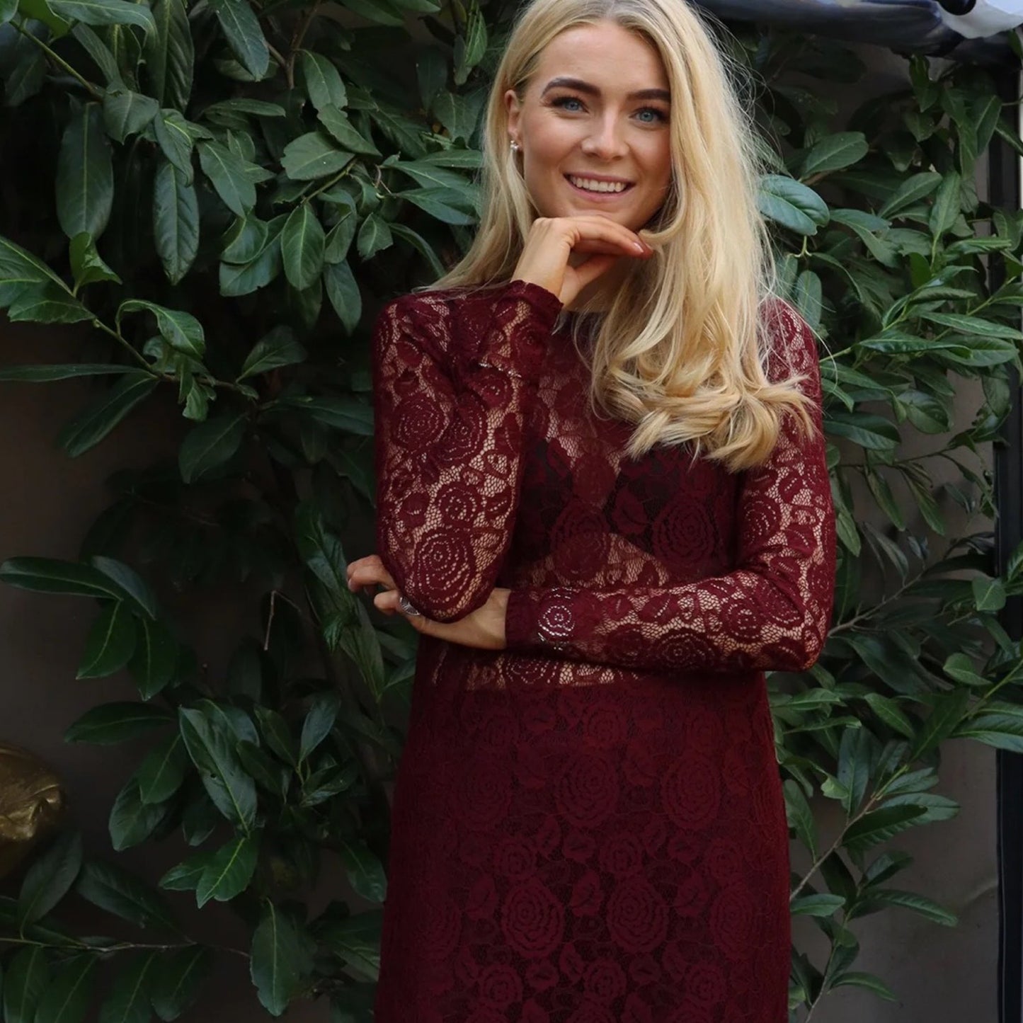 Liberte - Lacy LS Long dress - Bordeaux lace - Merle og Wilde ApS
