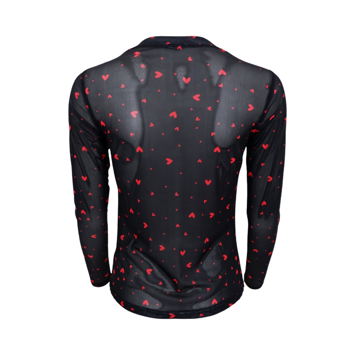 Black colour - BCannie mesh blouse - Black red Heart - Merle og Wilde ApS