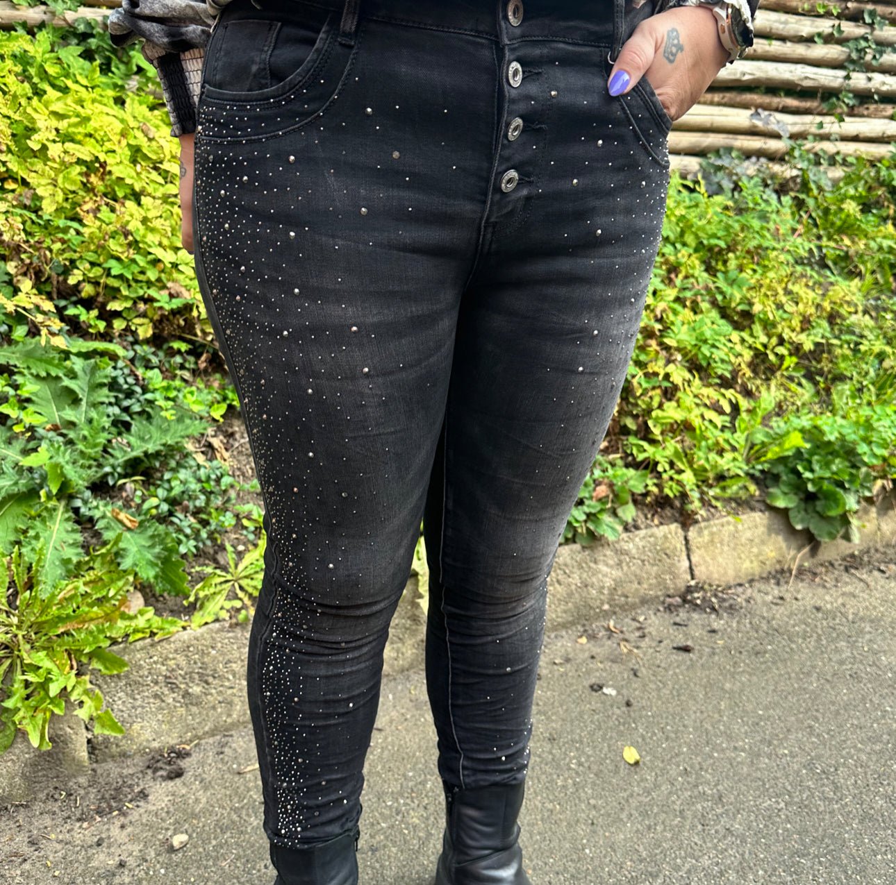 Marta du chateau - Silke jeans med sten - Mdc120-2555 - Merle og Wilde
