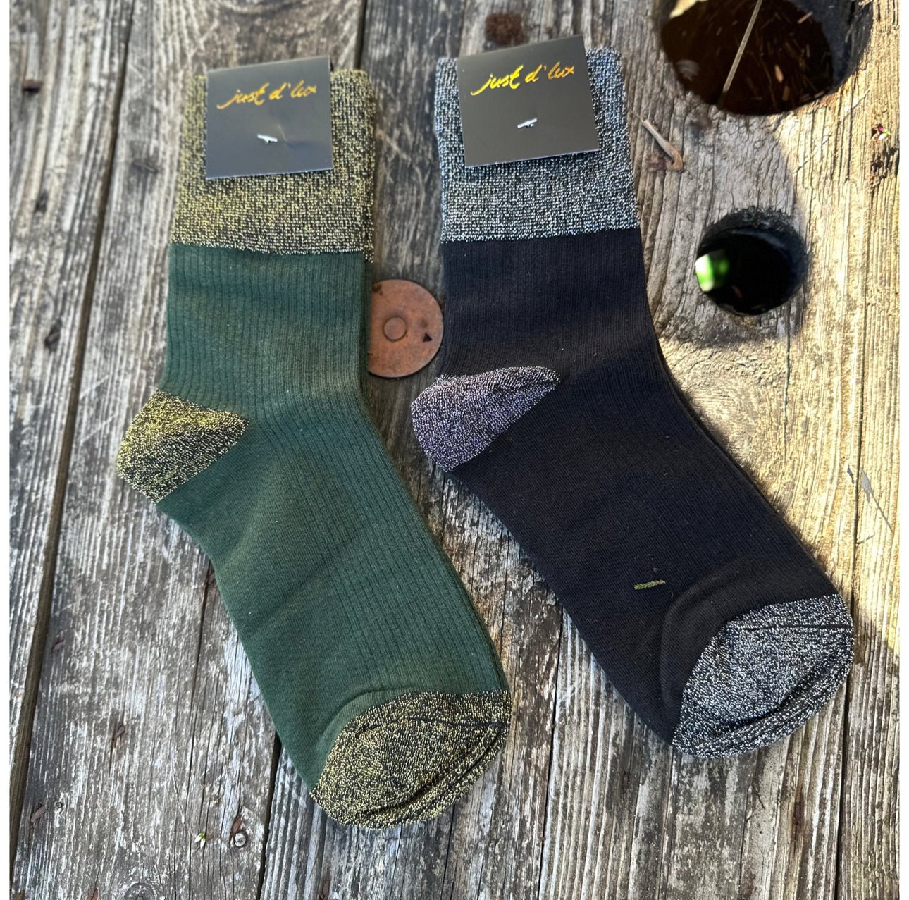 Just d’ lux - Lurex socks - Black/silver - Merle og Wilde