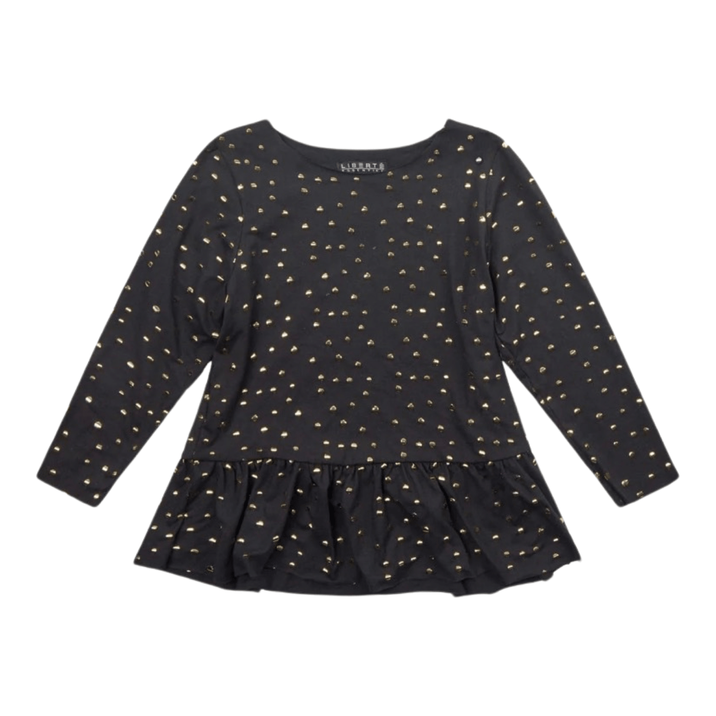Liberte - Alma-LS-Frill-tshirt kids - Black Gold dot 2 - Merle og Wilde