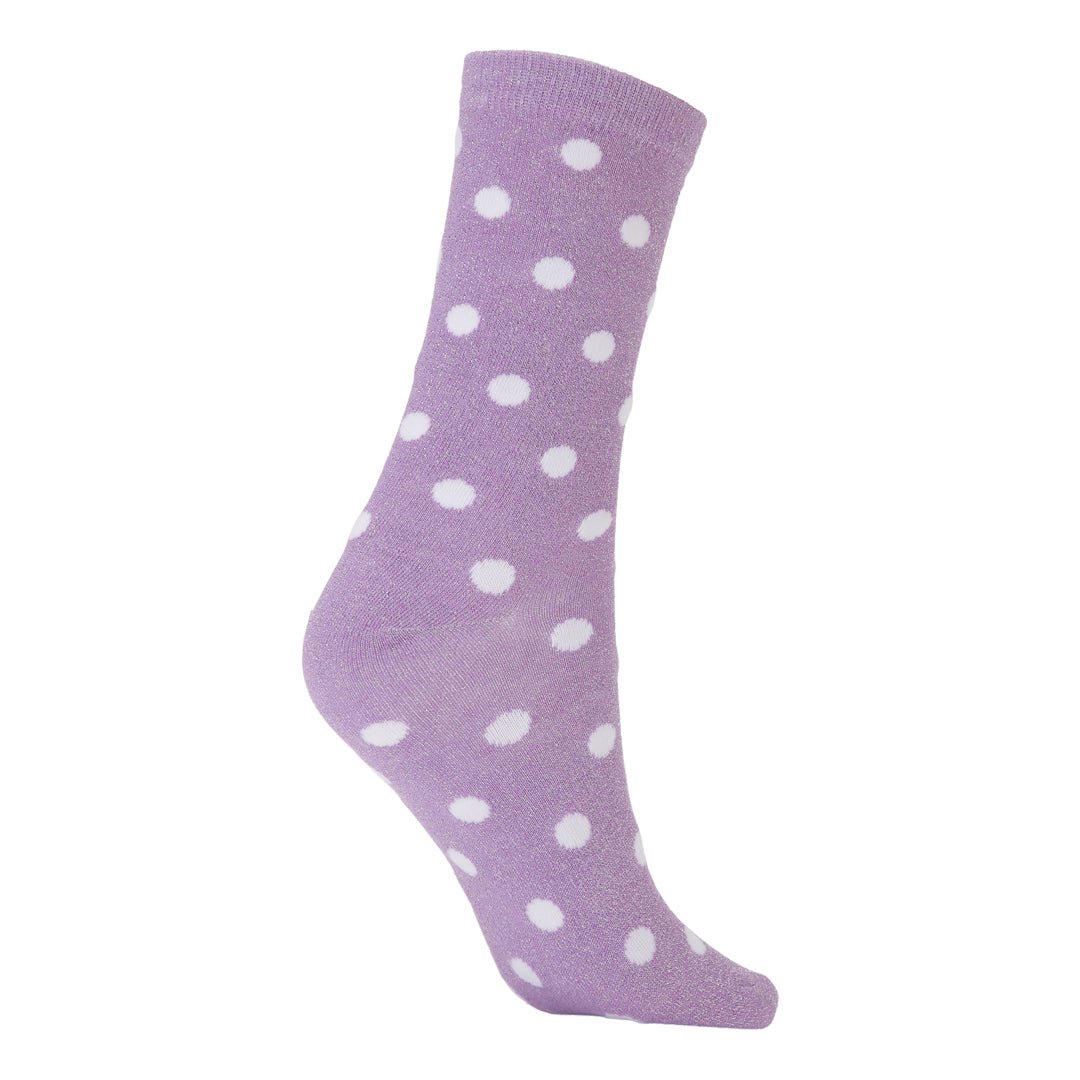 HYGGESOK glimmer - lilla med prikker