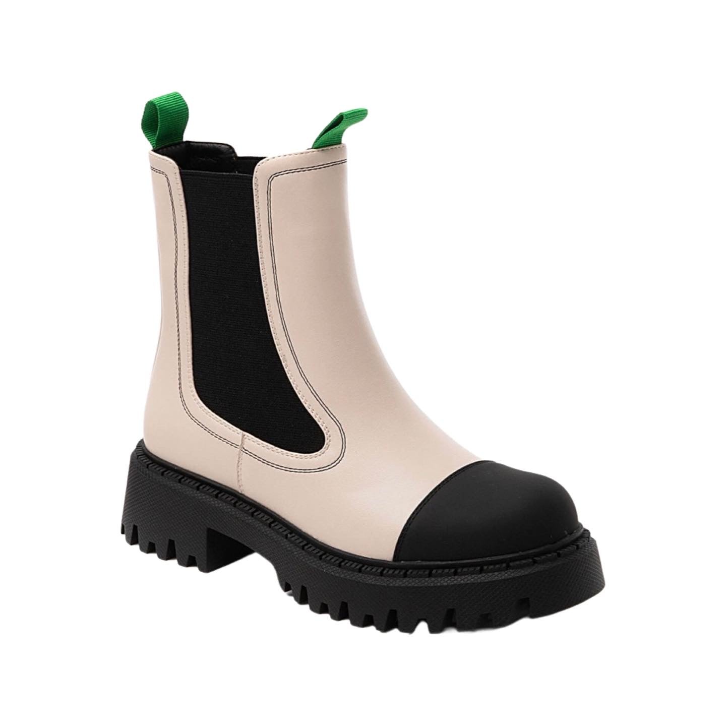 Ideal shoes - støvle - Creme/sort