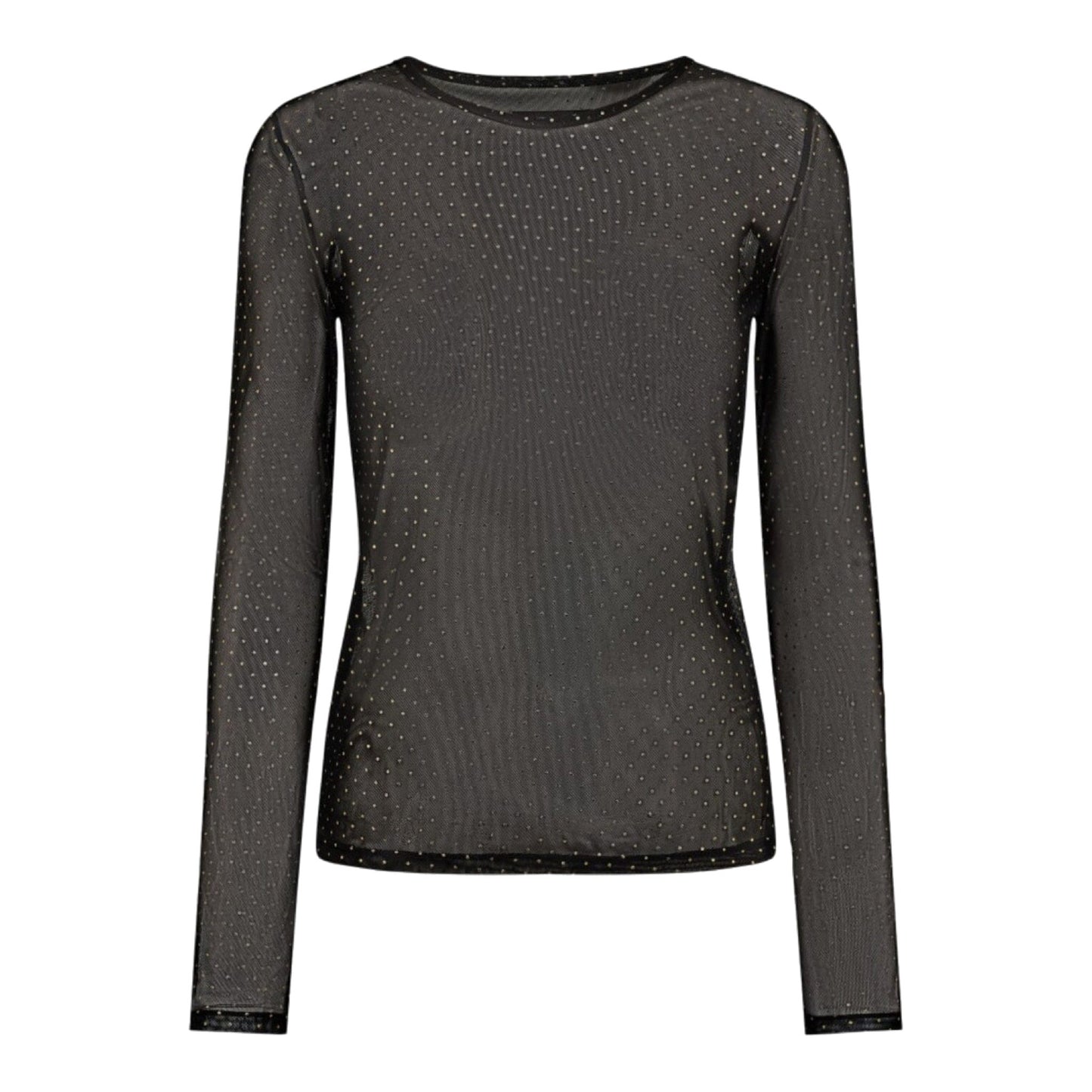 Liberte - Mesh-LS-sparkle- Tshirt - Black Gold dot