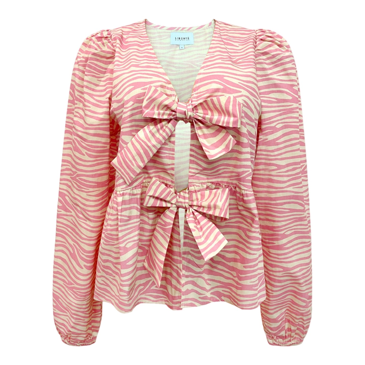 Liberte - Manni - LS - V - Neck - Blouse - Bubblegum zebra - Merle og Wilde ApS