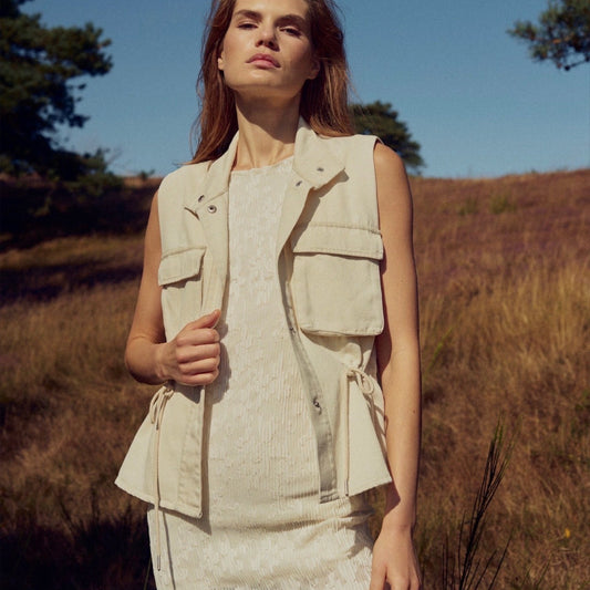 Preorder april/maj - Noella - N - Mireya vest - washed Ivory - Merle og Wilde ApS