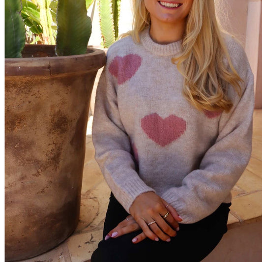 Liberte - Fro Heart pullover - Ivory Rose heart