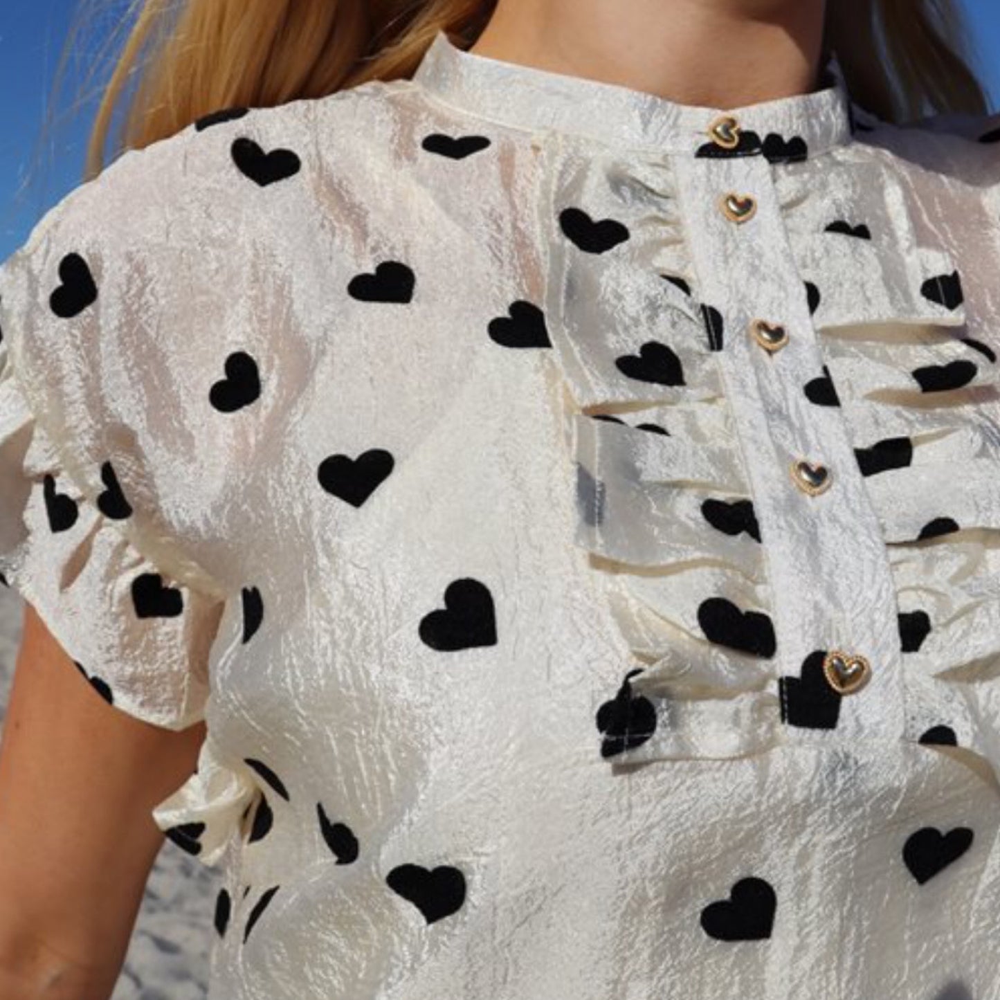 Liberte - Tia - Frill - Blouse - creme Black heart