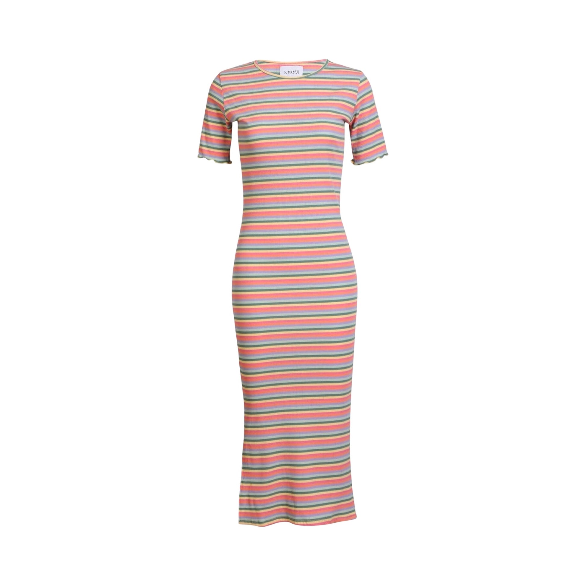 Preorder maj - Liberte - Natalia - ss - dress - Multi orange pink stripe - Merle og Wilde ApS