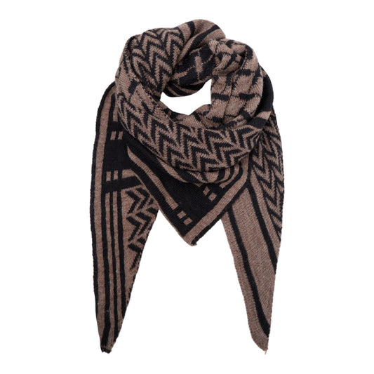 Black colour - BCbex triangle scarf - Black/taupe