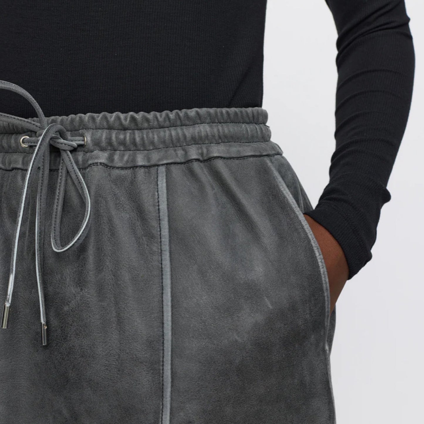 Soft rebels - SRRumer Leather skirt - Ash Grey