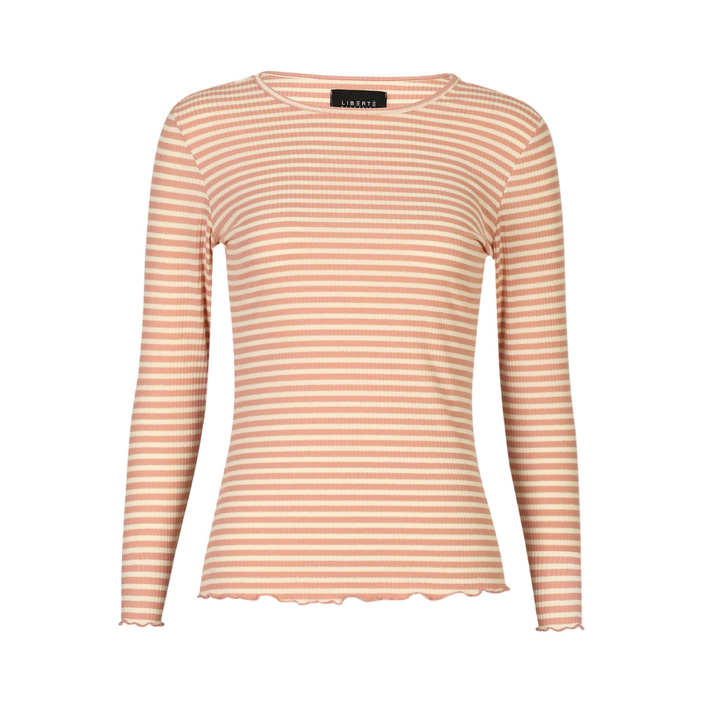 Liberte - Natalia LS round neck Blouse - Rose creme gold stripe - Merle og Wilde ApS