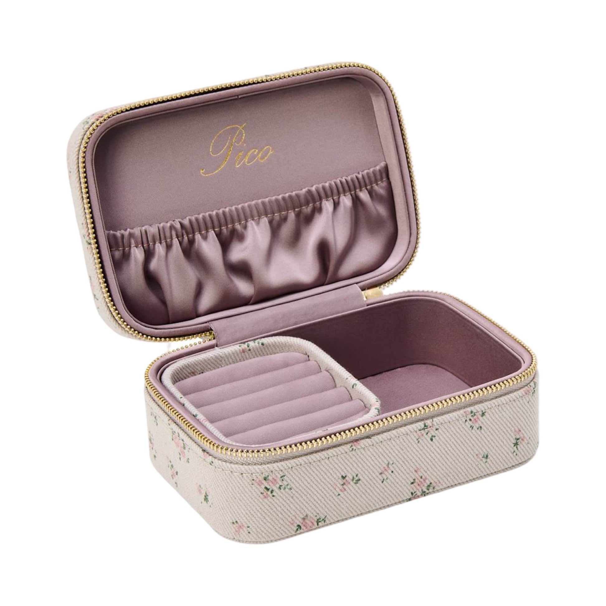 Pico - Large tricket box (smykkeskrin) - Taupe flower - Merle og Wilde ApS