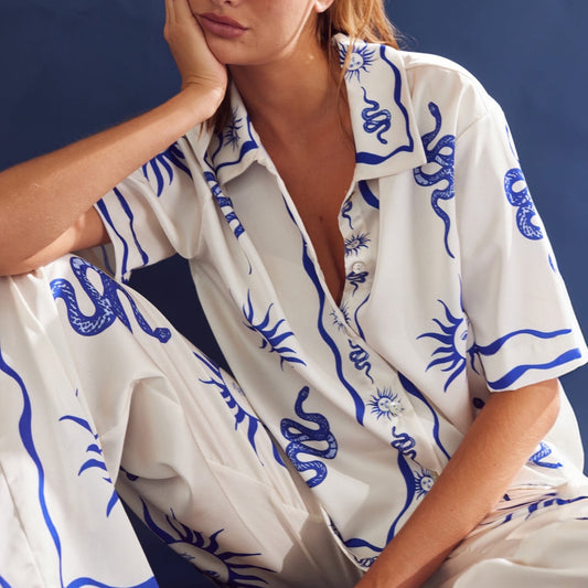 Noella - Kealy shirt - Chana Blue print - Merle og Wilde ApS