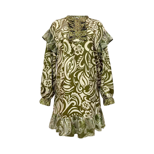 Liberte - Tia - frill - dress - army - Merle og Wilde ApS