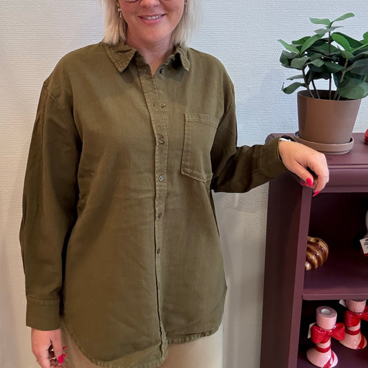 Pieces - PCmaisie LS denim shirt noos BC - Green - Merle og Wilde ApS