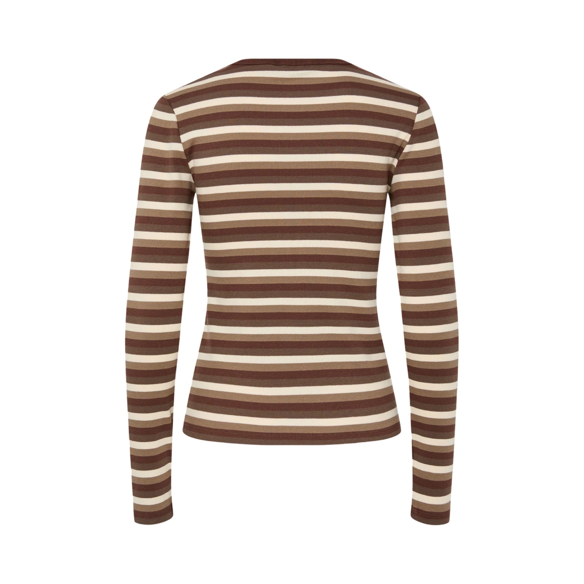Pieces - PCmay LS striped top - Brown stripes - Merle og Wilde ApS