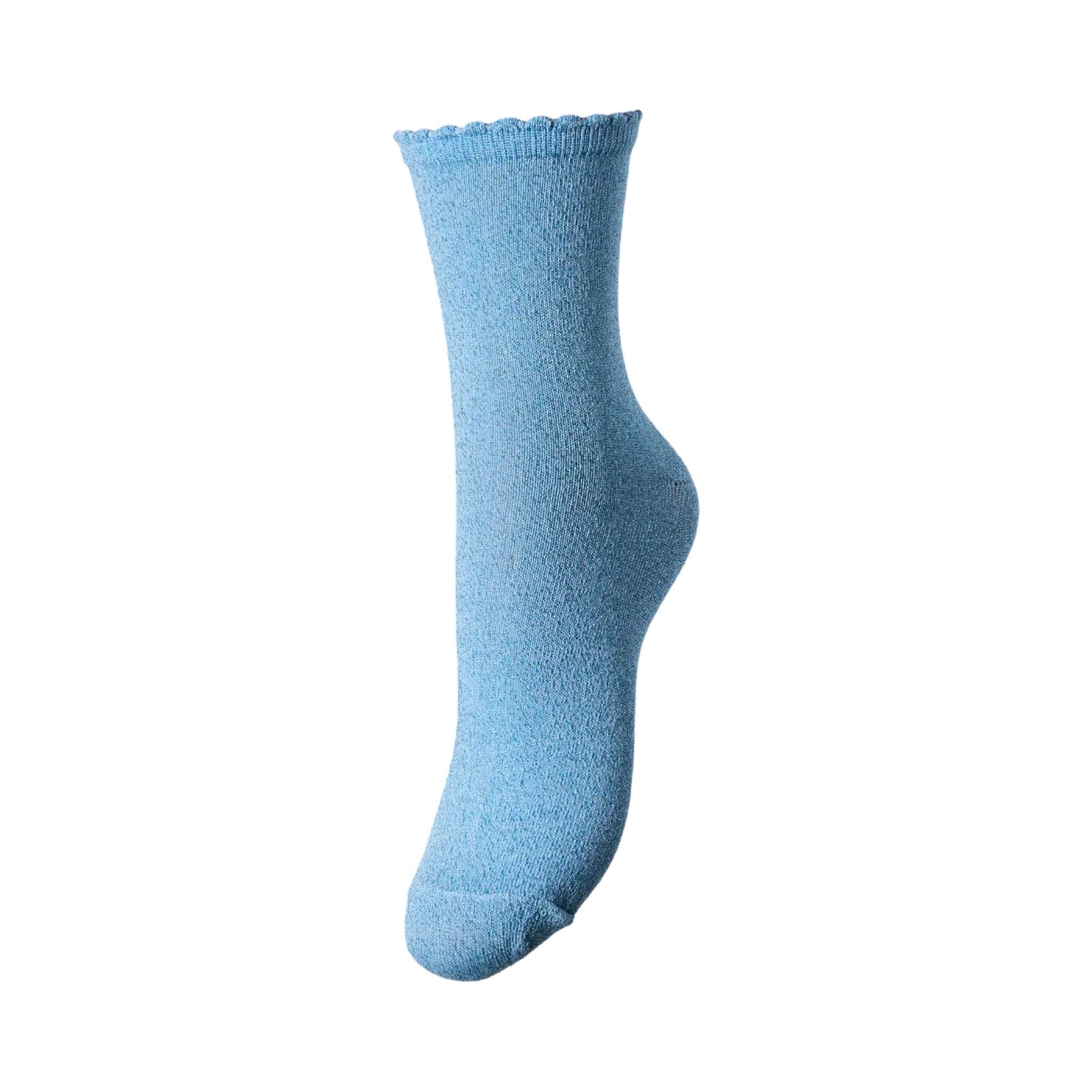 Pieces - PCsebby Long glitter socks - Azure Blue - Merle og Wilde ApS