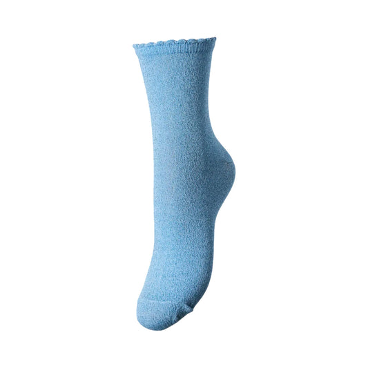Pieces - PCsebby Long glitter socks - Azure Blue - Merle og Wilde ApS