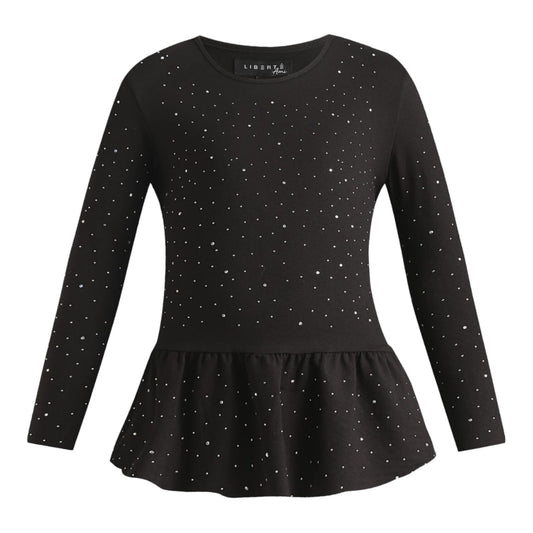 Liberte - Alma-LS-Frill-tshirt- kids - Black simili