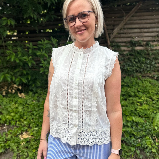 YAS - Yasmino SL shirt s. - White - Merle og Wilde ApS