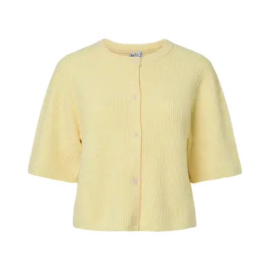 Pieces - PCsilly SS o - neck knit cardigan Noos Bc - Palle banana melange - Merle og Wilde ApS