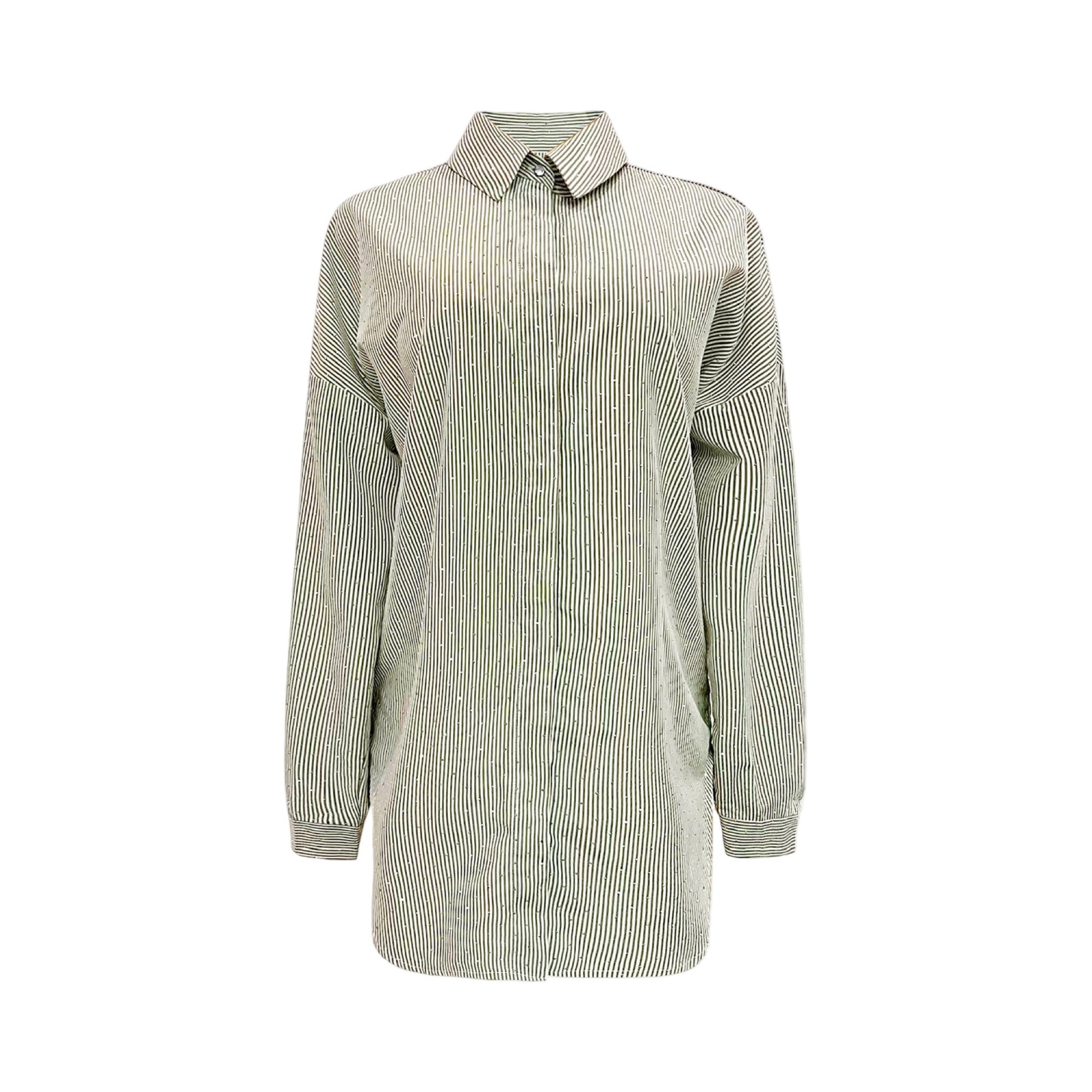 Liberte - Sara - LS - Shirt - Army diamond stripe - Merle og Wilde ApS