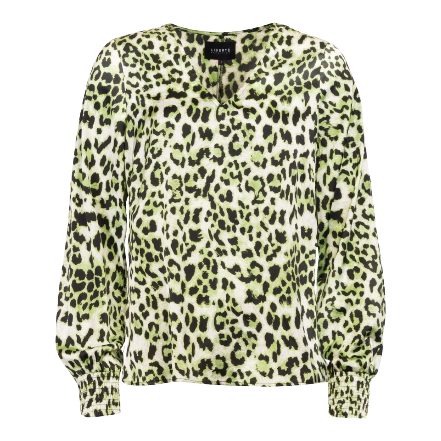 Liberte - Solly-LS-vneck-Blouse - Lime Leo