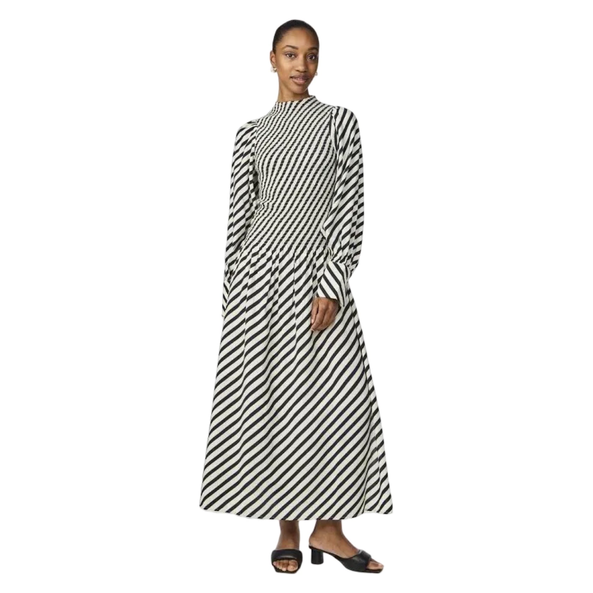 YAS - Yasdiala LS Long dress - sort/hvid striber - Merle og Wilde ApS